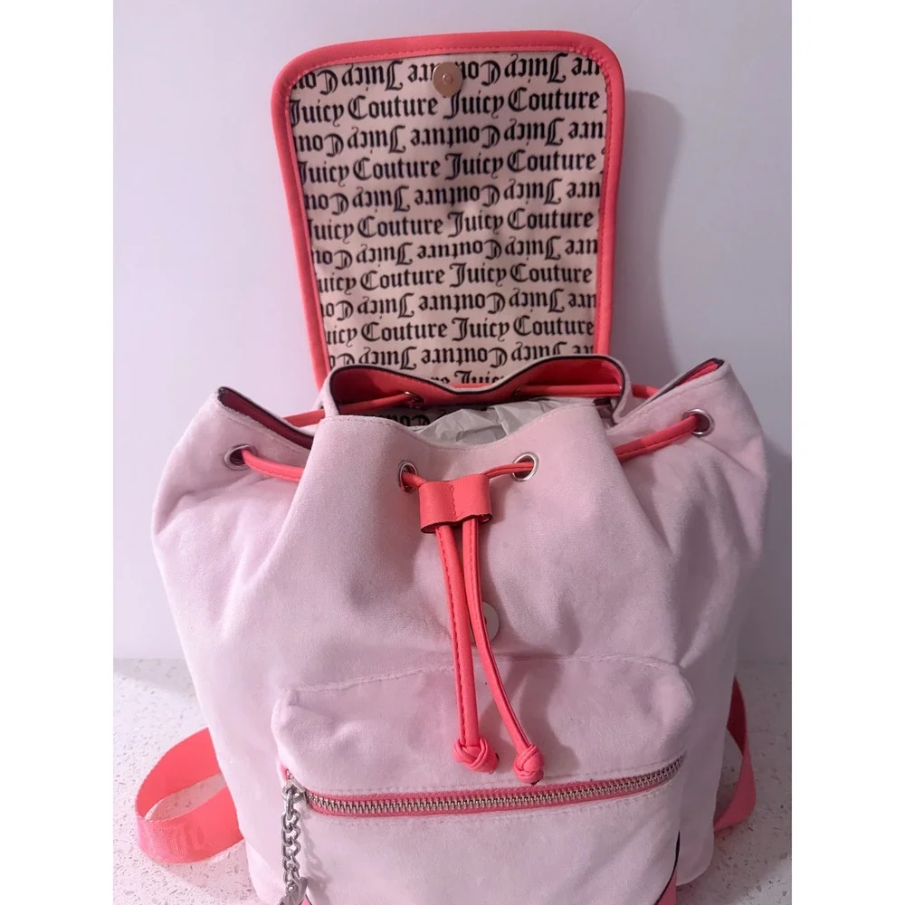 Juicy Couture Juicy In Bloom Pink Velour Floral Embroidered Mini Backpack NWT